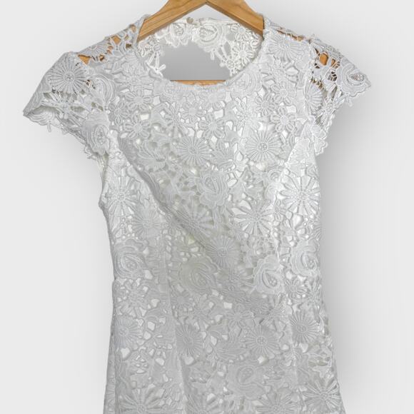 Lulus Romance Language Mini Dress XS | White Lace Backless Coquette Bachelorette - Picture 5 of 9